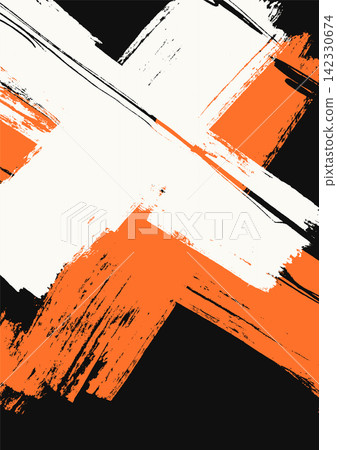 Abstract White Black Orange Cross Brush Stroke Pattern Abstract White Black Orange Cross Brush Stroke Pattern 142330674