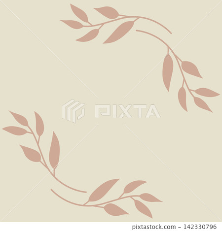 Muted minimalist open botanical leaf branch frame on square soft warm cream background for invitations, greeting cards, and digital paper Muted minimalist open botanical leaf branch frame on square soft warm cream background for invitations, greeting cards, and digital paper 142330796