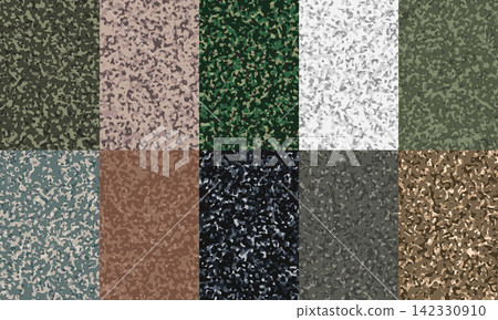 Set of camouflage backgrounds. Collection military and army camouflage pattern. Abstract military or hunting camouflage background. Vector illustration Set of camouflage backgrounds. Collection military and army camouflage pattern. Abstract military or hunting camouflage background. Vector illustration 142330910