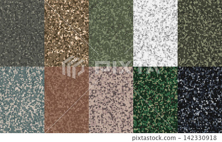 Set of camouflage backgrounds. Collection military and army camouflage pattern. Abstract military or hunting camouflage background. Vector illustration Set of camouflage backgrounds. Collection military and army camouflage pattern. Abstract military or hunting camouflage background. Vector illustration 142330918