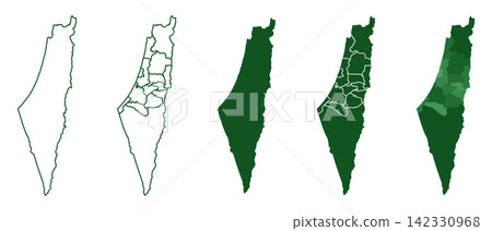 Set map of palestine. Detailed map of palestine. Palestine map. Country on middle east. Vector illustration Set map of palestine. Detailed map of palestine. Palestine map. Country on middle east. Vector illustration 142330968