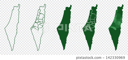 Set map of palestine. Detailed map of palestine. Palestine map. Country on middle east. Vector illustration Set map of palestine. Detailed map of palestine. Palestine map. Country on middle east. Vector illustration 142330969