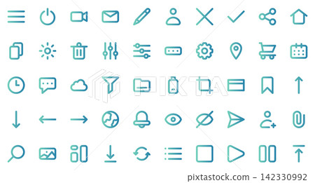 User Interface set icons. Set icon in outline gradient style. User Interface symbols. Vector illustration User Interface set icons. Set icon in outline gradient style. User Interface symbols. Vector illustration 142330992