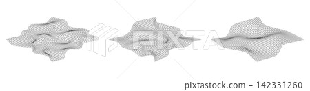 Distorted square grid. Warped mesh texture. Retro punk design elements. Wireframe wave geometry grid. Curved mesh elements. Retrowave technology Distorted square grid. Warped mesh texture. Retro punk design elements. Wireframe wave geometry grid. Curved mesh elements. Retrowave technology 142331260