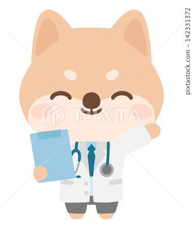 An illustration of a Shiba Inu veterinarian guiding patients with medical charts. An illustration of a Shiba Inu veterinarian guiding patients with medical charts. 142331372