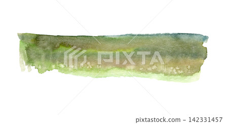 Abstract watercolor green meadow field landscape brush stroke banner 142331457