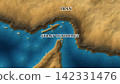 Low poly 3D map of the Strait of Hormuz and Iran for news, geopolitics, and oil trade route articles 142331476