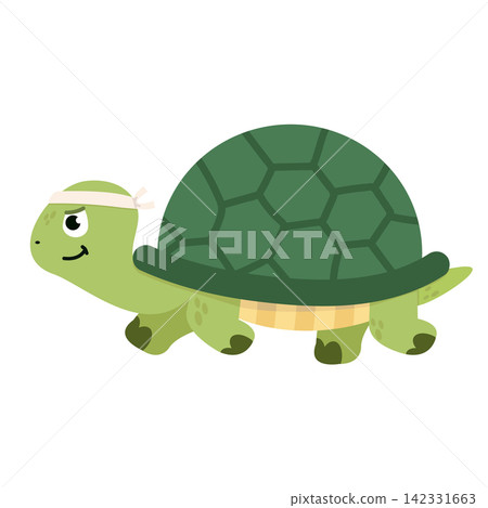 Strong green turtle wearing white head band Strong green turtle wearing white head band 142331663