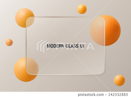 Warm orange glass UI banner with frosted panel and floating spheres Warm orange glass UI banner with frosted panel and floating spheres 142332883
