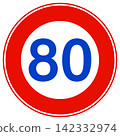 道路標誌圖標，表示最高限速80公里/小時 142332974