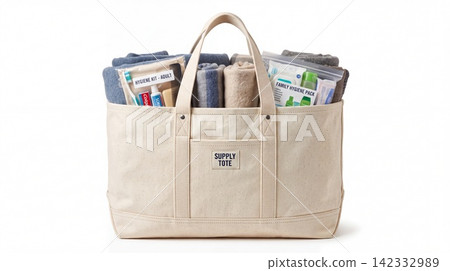Large canvas tote bag filled with books and supplies on a white background supplies shopping education learning knowledge literature notebook stationery organizer accessory reusable Large canvas tote bag filled with books and supplies on a white background supplies shopping education learning knowledge literature notebook stationery organizer accessory reusable 142332989