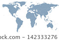 Silhouette blue world map with detailed country borders in a modern vector style on a transparent background. Flat blue continental map with defined national borders 142333276