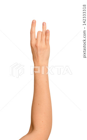 Female hand joins middle finger and thumb in Akash mudra. Remaining digits stay relaxed in this Female hand joins middle finger and thumb in Akash mudra. Remaining digits stay relaxed in this 142333318
