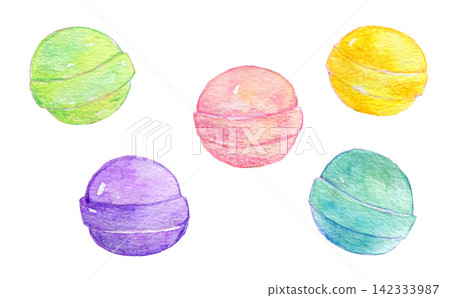 水彩插畫,手繪插畫,彩色水果糖 水彩插畫,手繪插畫,彩色水果糖 142333987