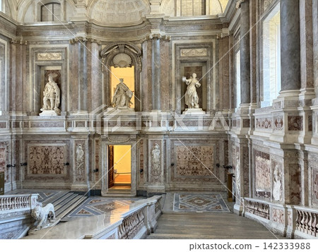 The grand staircase of the Caserta Palace, a UNESCO World Heritage Site in Italy, is a famous example of Baroque architecture and a popular filming location for movies. The grand staircase of the Caserta Palace, a UNESCO World Heritage Site in Italy, is a famous example of Baroque architecture and a popular filming location for movies. 142333988