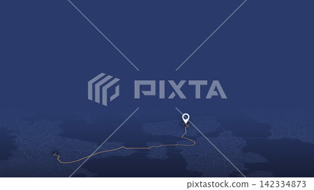 bright tracking line leading to a white destination point. Vector illustration. 142334873