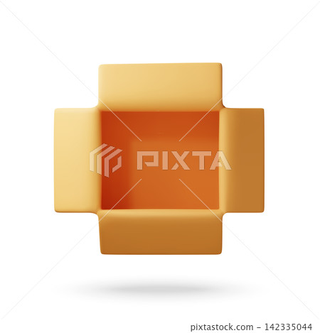 Open cardboard box top view 3d Open cardboard box top view 3d 142335044