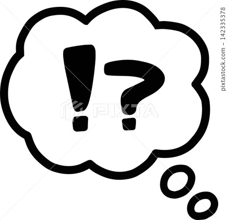 "!?" speech bubble illustration material - a cartoon-style icon expressing surprise or question - simple black and white "!?" speech bubble illustration material - a cartoon-style icon expressing surprise or question - simple black and white 142335378