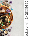 Spiritual Cleansing and Meditation Tools Flat Lay 142335690