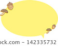 Hand-drawn acorn and mushroom character speech bubble frame - yellow 142335732