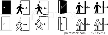 Icon set related to monochrome doors Icon set related to monochrome doors 142335751