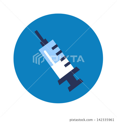 Simple syringe icon, blue. 142335961