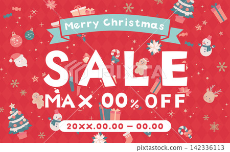 Christmas sale template 3_horizontal with lots of Christmas motifs 142336113