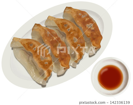 白色盤子上的餃子 白色盤子上的餃子 142336139