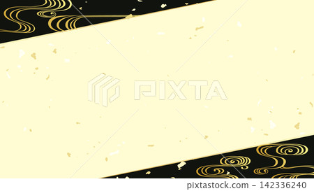 日式背景素材。採用傳統日式圖案設計,包括流水紋和金箔。 日式背景素材。採用傳統日式圖案設計,包括流水紋和金箔。 142336240