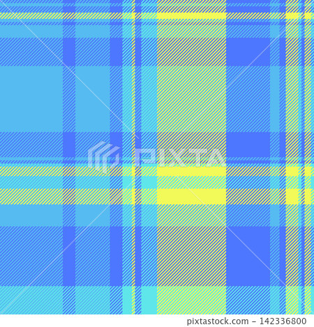 A refined tartan plaid repeat with interlaced check lines and a woven fabric surface. Cyan and blue tones bring festive textile character to a seamless fabric design for card designs. A refined tartan plaid repeat with interlaced check lines and a woven fabric surface. Cyan and blue tones bring festive textile character to a seamless fabric design for card designs. 142336800