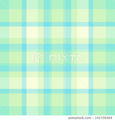 Tartan plaid fabric pattern with a structured check arrangement and a woven fabric texture. Light and mint tones bring classic fabric heritage to a seamless decorative surface for textile repeats. Tartan plaid fabric pattern with a structured check arrangement and a woven fabric texture. Light and mint tones bring classic fabric heritage to a seamless decorative surface for textile repeats. 142336804