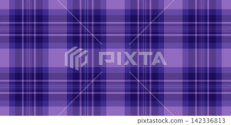 Girl check vector background, holiday texture seamless tartan. Bandanna textile pattern plaid fabric in indigo and violet colors. Girl check vector background, holiday texture seamless tartan. Bandanna textile pattern plaid fabric in indigo and violet colors. 142336813