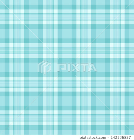 Golf check tartan seamless, domestic textile background vector. Style texture fabric plaid pattern in light and cyan colors. Golf check tartan seamless, domestic textile background vector. Style texture fabric plaid pattern in light and cyan colors. 142336827