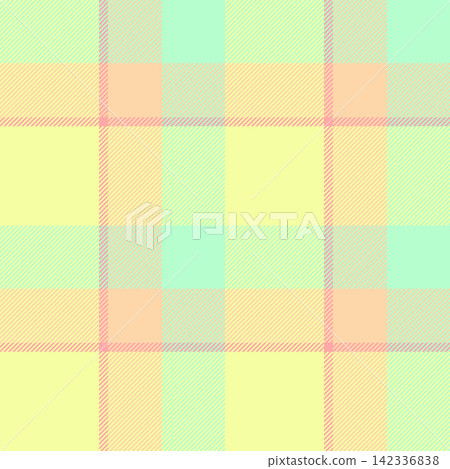 Composition plaid fabric pattern, punk check background seamless. Symmetry tartan textile vector texture in lime and light colors. Composition plaid fabric pattern, punk check background seamless. Symmetry tartan textile vector texture in lime and light colors. 142336838