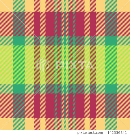 Trousers vector pattern fabric, trend background plaid tartan. Xmas textile seamless check texture in amber and red colors. Trousers vector pattern fabric, trend background plaid tartan. Xmas textile seamless check texture in amber and red colors. 142336841