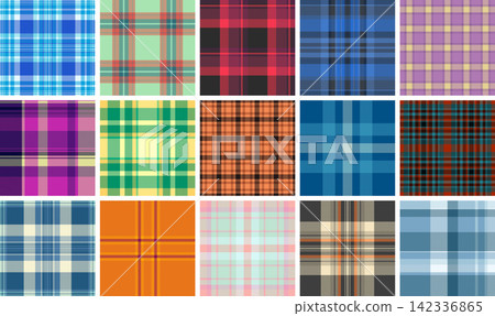 Versatile plaid bundle created for designers needing variety in one purchase. The pack includes several seamless tartan patterns. Vector format ensures easy scaling. Versatile plaid bundle created for designers needing variety in one purchase. The pack includes several seamless tartan patterns. Vector format ensures easy scaling. 142336865