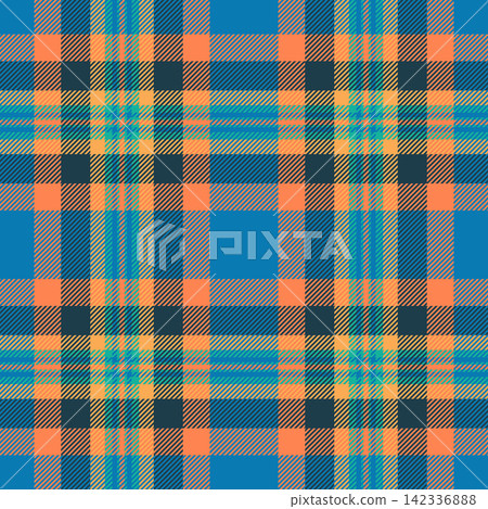 Valentines day background tartan fabric, ornate texture plaid seamless. Subtle textile vector pattern check in orange and cyan colors. Valentines day background tartan fabric, ornate texture plaid seamless. Subtle textile vector pattern check in orange and cyan colors. 142336888