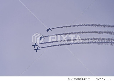 Blue Impulse aerobatic team at Matsushima Air Base conducts summer training in Higashimatsushima City, Miyagi Prefecture. Blue Impulse aerobatic team at Matsushima Air Base conducts summer training in Higashimatsushima City, Miyagi Prefecture. 142337099