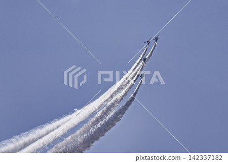 Blue Impulse aerobatic team at Matsushima Air Base conducts summer aerial training over the base in Higashimatsushima City, Miyagi Prefecture. Blue Impulse aerobatic team at Matsushima Air Base conducts summer aerial training over the base in Higashimatsushima City, Miyagi Prefecture. 142337182