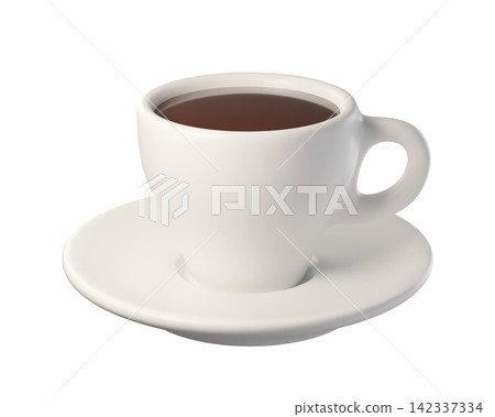 3d White Ceramic Coffee Cup and Saucer Isolated. Ideal for home, office, cafe and everyday coffee rituals. 3d White Ceramic Coffee Cup and Saucer Isolated. Ideal for home, office, cafe and everyday coffee rituals. 142337334