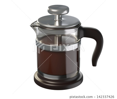 3D French Press Coffee Maker Isolated for bakery, cafe, restaurant menu, pastry app. 3d render 3D French Press Coffee Maker Isolated for bakery, cafe, restaurant menu, pastry app. 3d render 142337426