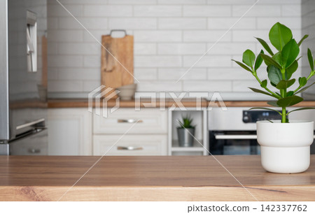 Oak wooden table with empty space for advertising food products against the brick background Oak wooden table with empty space for advertising food products against the brick background 142337762