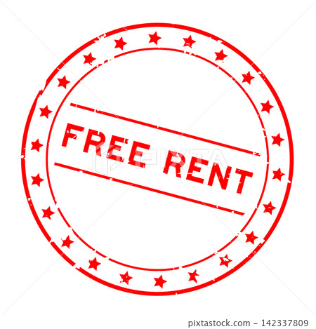 Grunge red free rent word round rubber seal stamp on white background Grunge red free rent word round rubber seal stamp on white background 142337809
