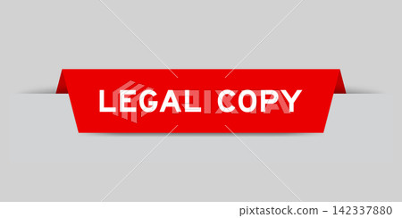 Red color inserted label with word legal copy on gray background 142337880