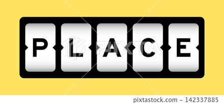 Black color in word place on slot banner with yellow color background 142337885