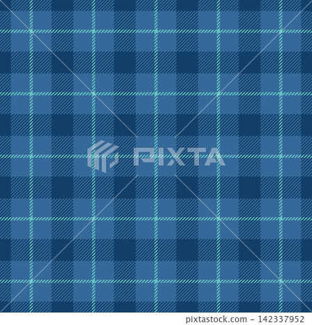 Blue texture plaid seamless, feminine background check tartan. Flannel fabric pattern textile vector in cyan and teal colors. Blue texture plaid seamless, feminine background check tartan. Flannel fabric pattern textile vector in cyan and teal colors. 142337952