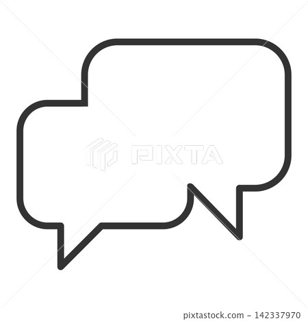 A modern minimalist outline icon of overlapping speech bubbles. This clean vector graphic is perfect for web design, representing communication, chat, dialogue, and support. A modern minimalist outline icon of overlapping speech bubbles. This clean vector graphic is perfect for web design, representing communication, chat, dialogue, and support. 142337970