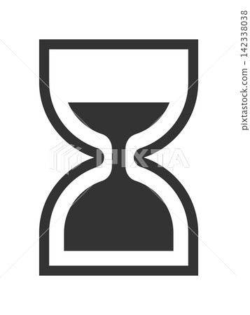 Simple hourglass vector icon representing time countdown deadline duration and schedule. Clean minimal symbol for timer management productivity planning interface and clock related design. 142338038