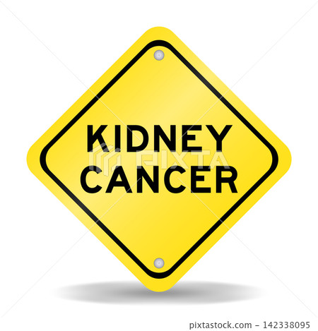 Yellow color transportation sign with word kidney cancer cancer on white background Yellow color transportation sign with word kidney cancer cancer on white background 142338095