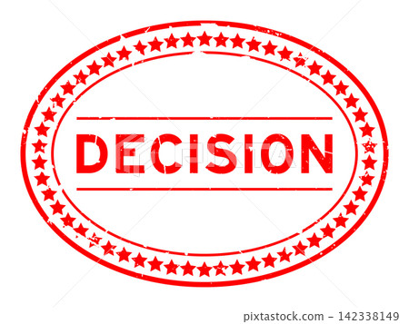 Grunge red decision word oval rubber seal stamp on white background Grunge red decision word oval rubber seal stamp on white background 142338149